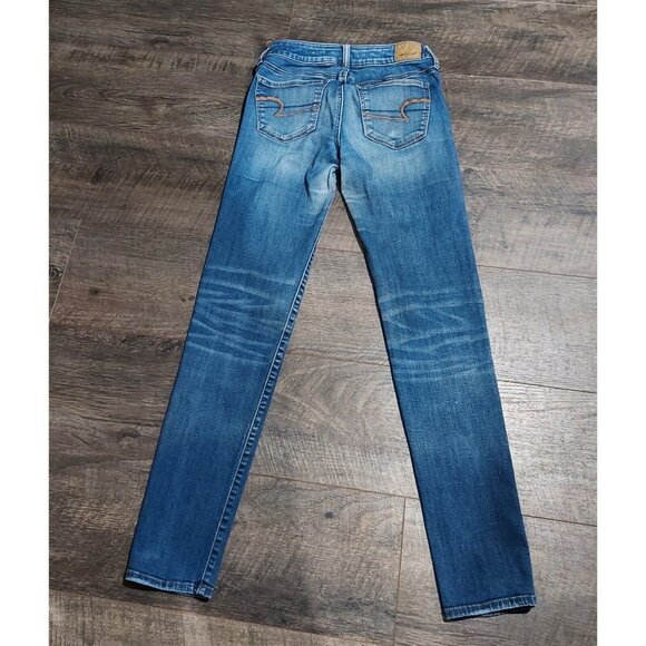American Eagle Super Stretch X Skinny Denim Jeans Size 2 Long Slight Distressed - Picture 6 of 11
